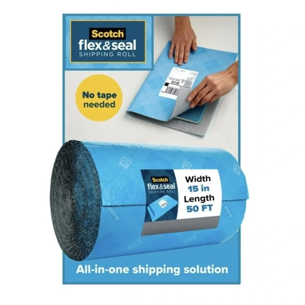 Scotch Flex & Seal Shipping Roll 15 in x 50ft Blue NEW Large Roll Discontinued